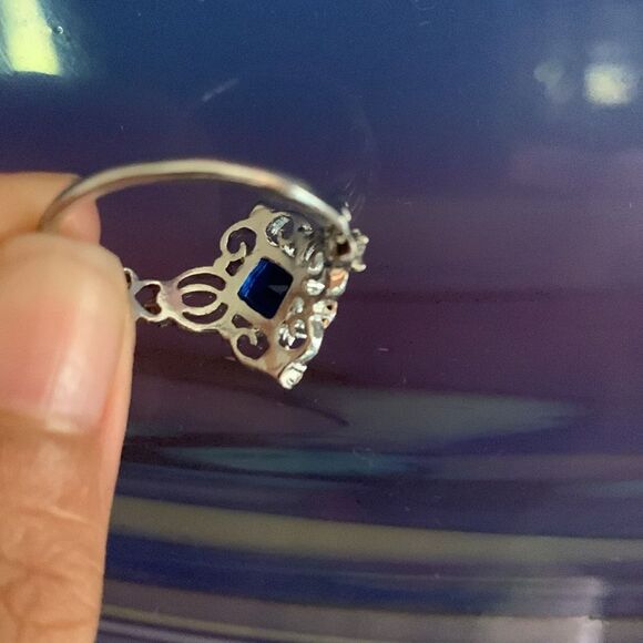 Gorgeous Vintage Blue Cabochon art deco ring, Unmarked - Picture 4 of 4